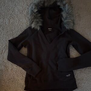 Hollister Dark Hoodie with Faux Fur Hood